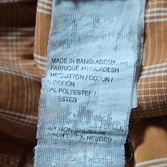 Columbia Orange Striped Button Front Shirt Mens Size Large Short Sleeve Summer - Picture 5 of 5